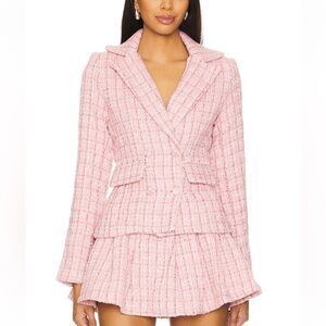 NWT More To Come Ashtyn Tweed Blazer in Baby Pink Revolve S